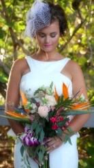 bridal portrait tropical bouquet