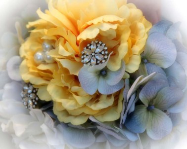 crystals and pearls with flowers